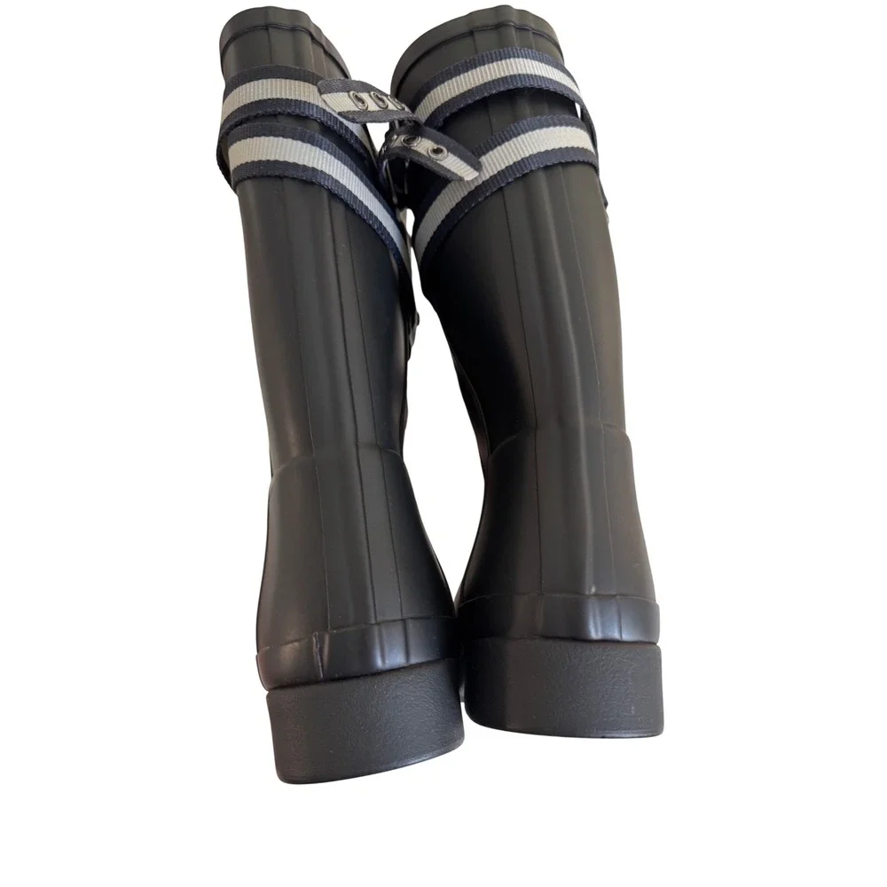 Hunter Limited Edition Original Refined Rain Boots Double Strap Black US 7 EU 38